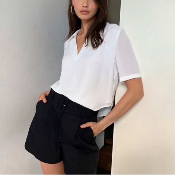 Aritzia Babaton Axis V-Neck Short Sleeves Blouse in Espace - Picture 1 of 9